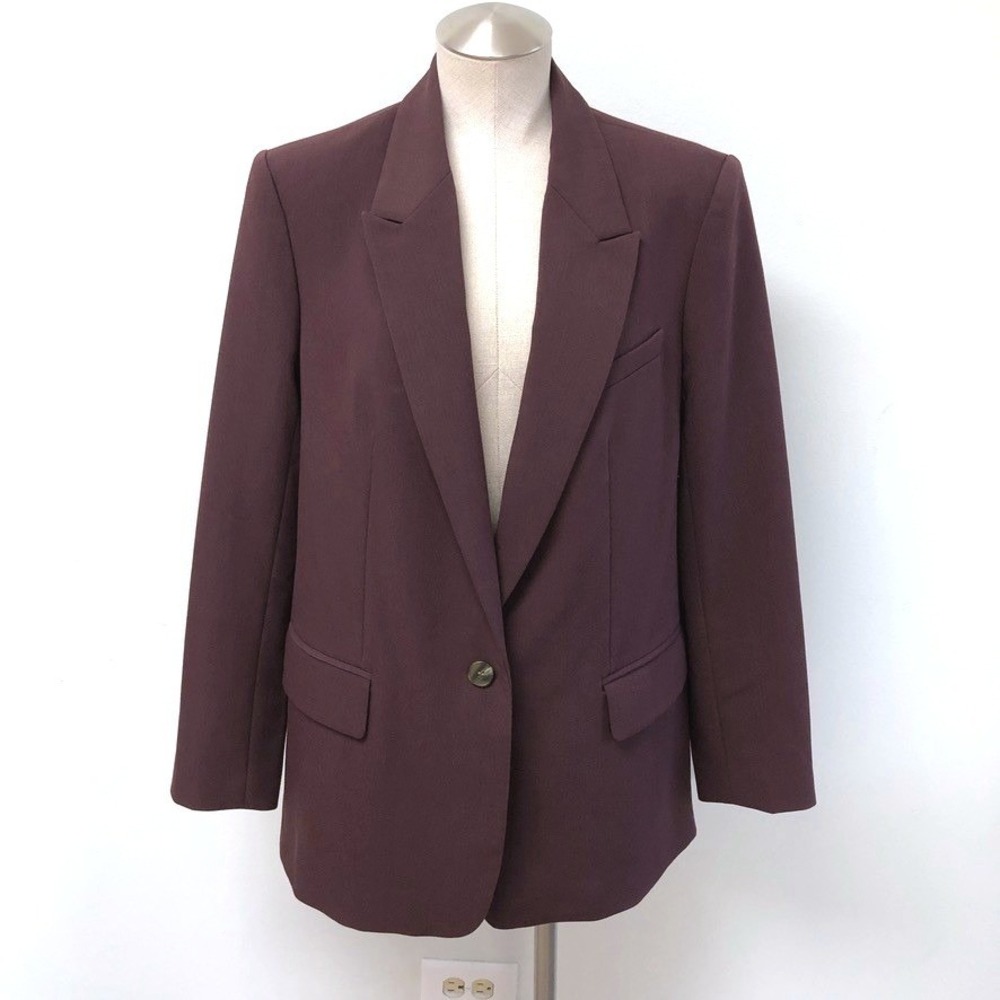 Open Edit Blazer Womens‎ Medium Plum Purple Oversized Single Button ED504914MI